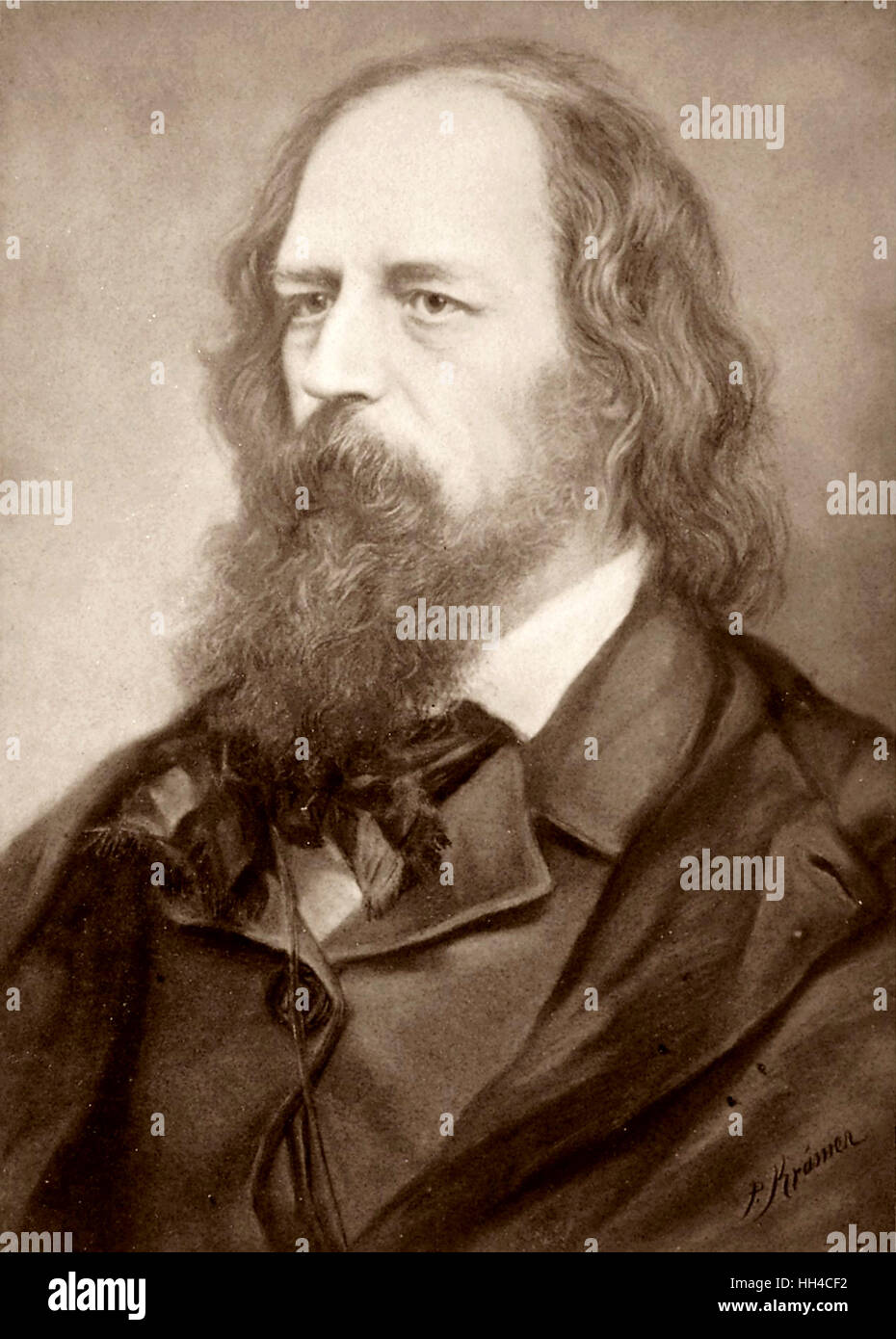 Lord Tennyson, Alfred Tennyson, Retrato Foto de stock