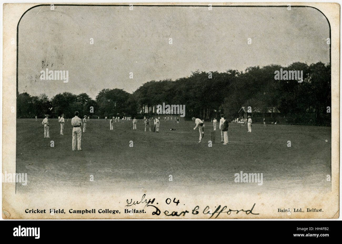 Cricket Field, Campbell College, Belfast, Irlanda del Norte Foto de stock