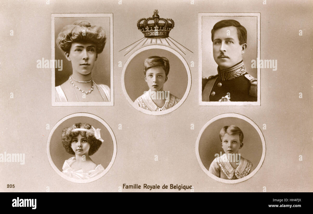 Alberto I - Rey de Bélgica y su familia Foto de stock