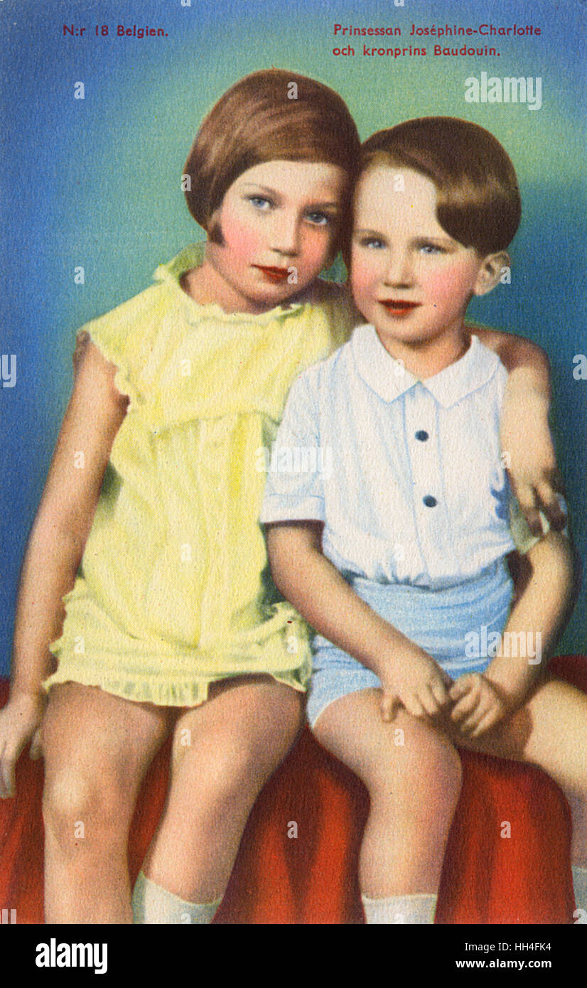 La Princesa Josephine-Charlotte y el Príncipe Baudouin de Bélgica Foto de stock
