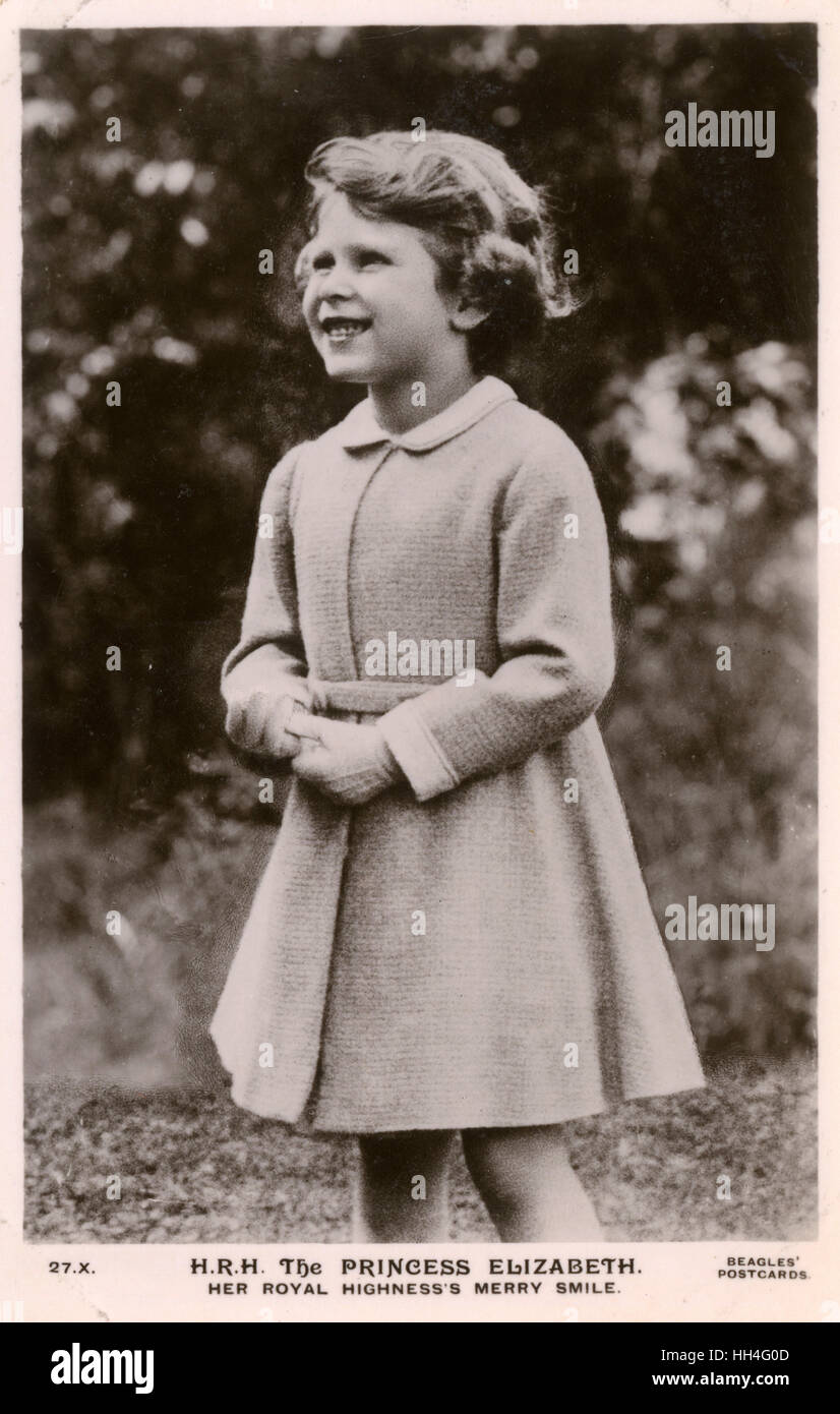 La Princesa Isabel (más tarde la Reina Isabel II) (1926-) - sonriendo Foto de stock