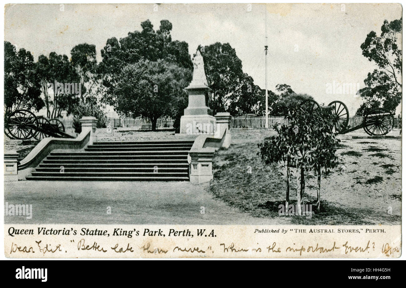 Perth, Australia Occidental, la Estatua de la Reina Victoria en el King's Park. Foto de stock
