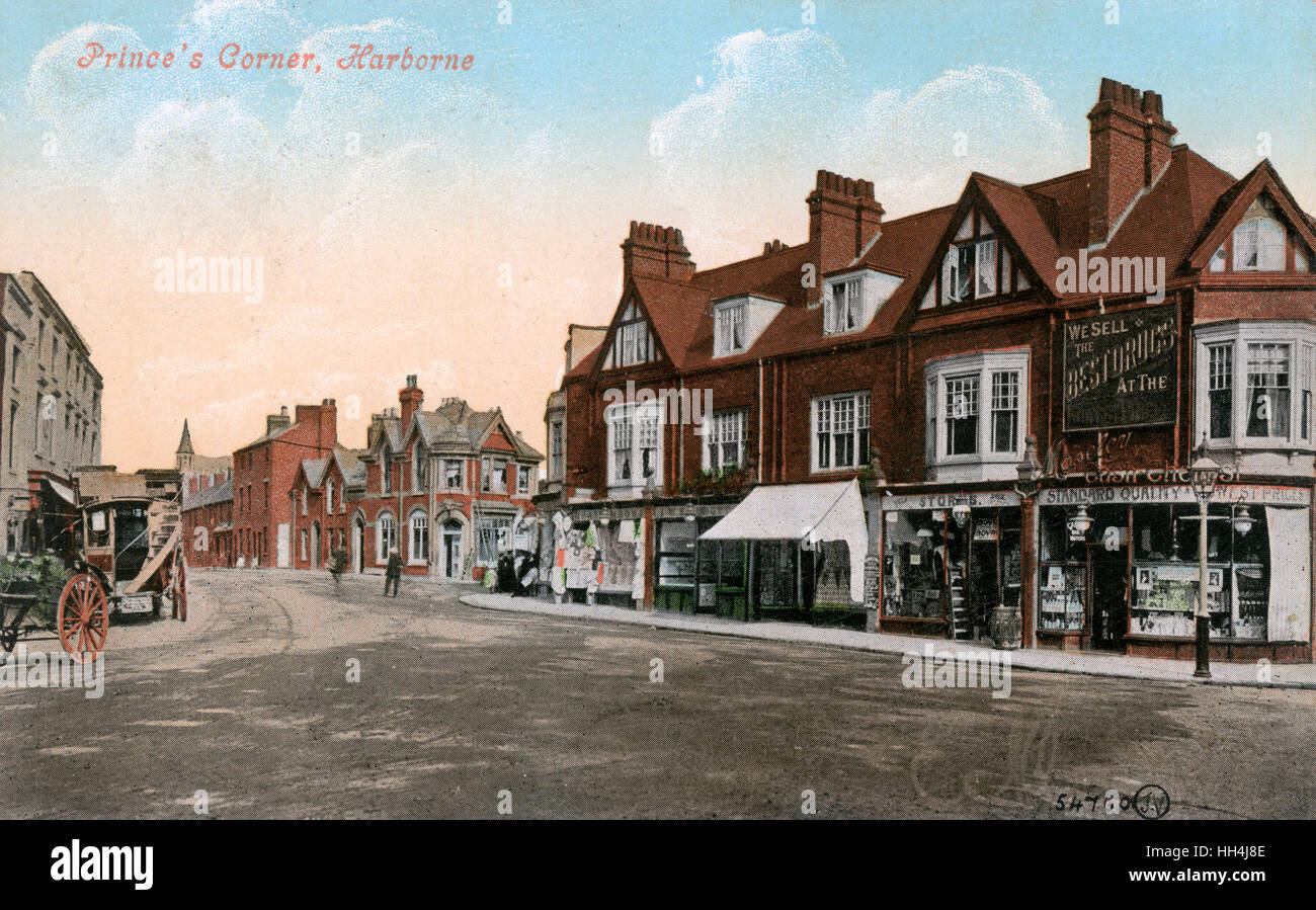 Prince's Corner, Harborne, Birmingham, West Midlands. Foto de stock