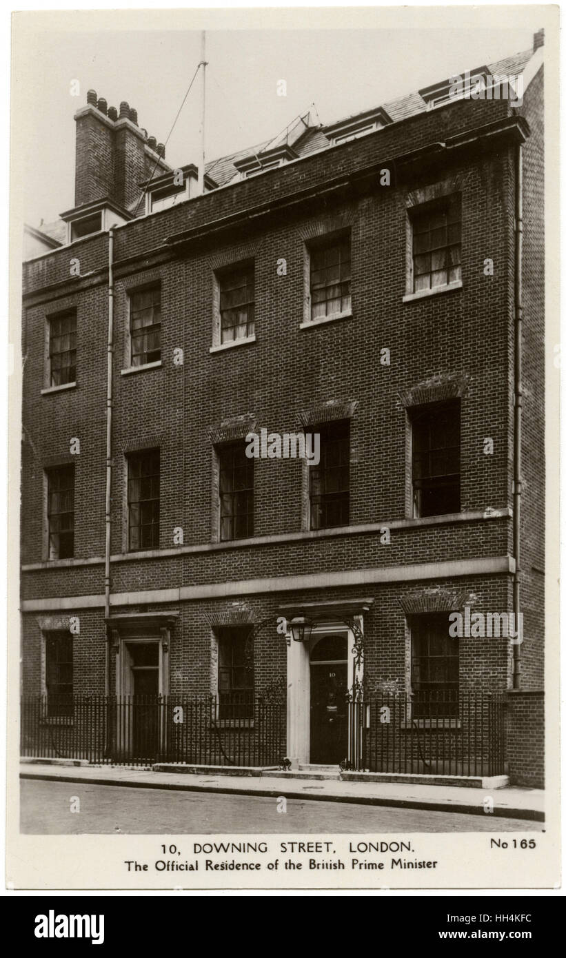 El 10 de Downing Street, Londres - antes de la restauración y la adición a la terraza (al sur hacia Whitehall). Foto de stock