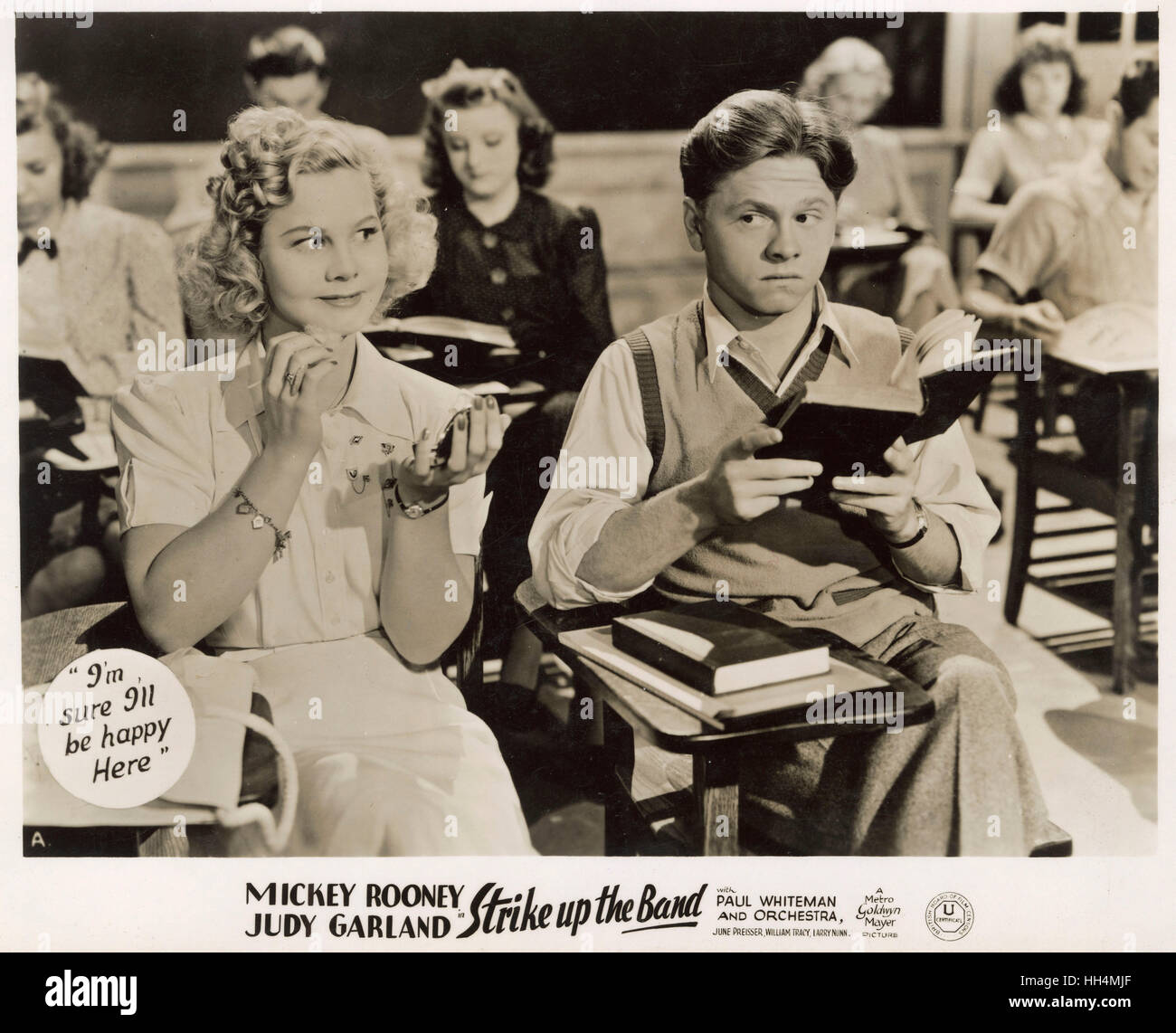 Cine - Strike Up the Band - protagonizada por Mickey Rooney (1920-2014) y Judy Garland (1922-1969) - un 1940 en blanco y negro americano película musical producida por el Arthur Freed unidad en la Metro-Goldwyn-Mayer (MGM). Foto de stock