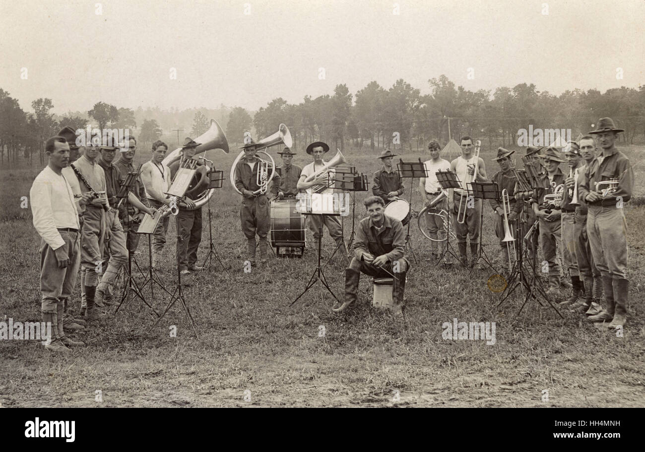 Banda de latón de soldados de caballería americanos, EE.UU Foto de stock