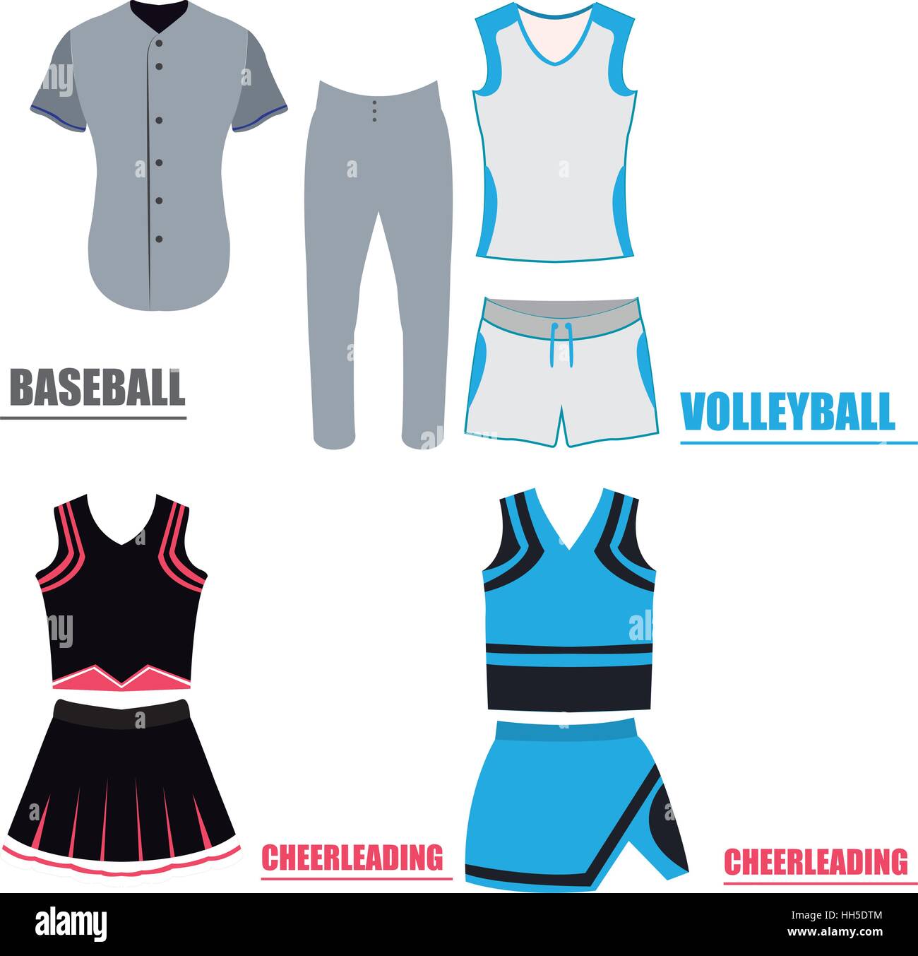 Conjunto de uniformes deportivos Imagen Vector de stock - Alamy