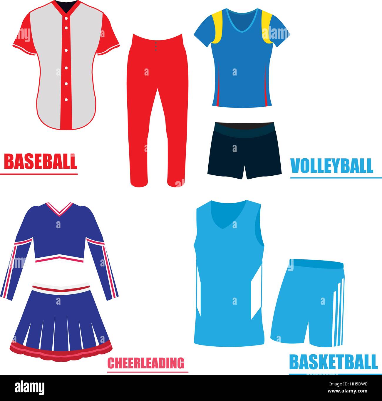 Conjunto de uniformes deportivos Imagen Vector de stock Alamy Conjunto de uniformes deportivos Imagen Vector de stock Alamy