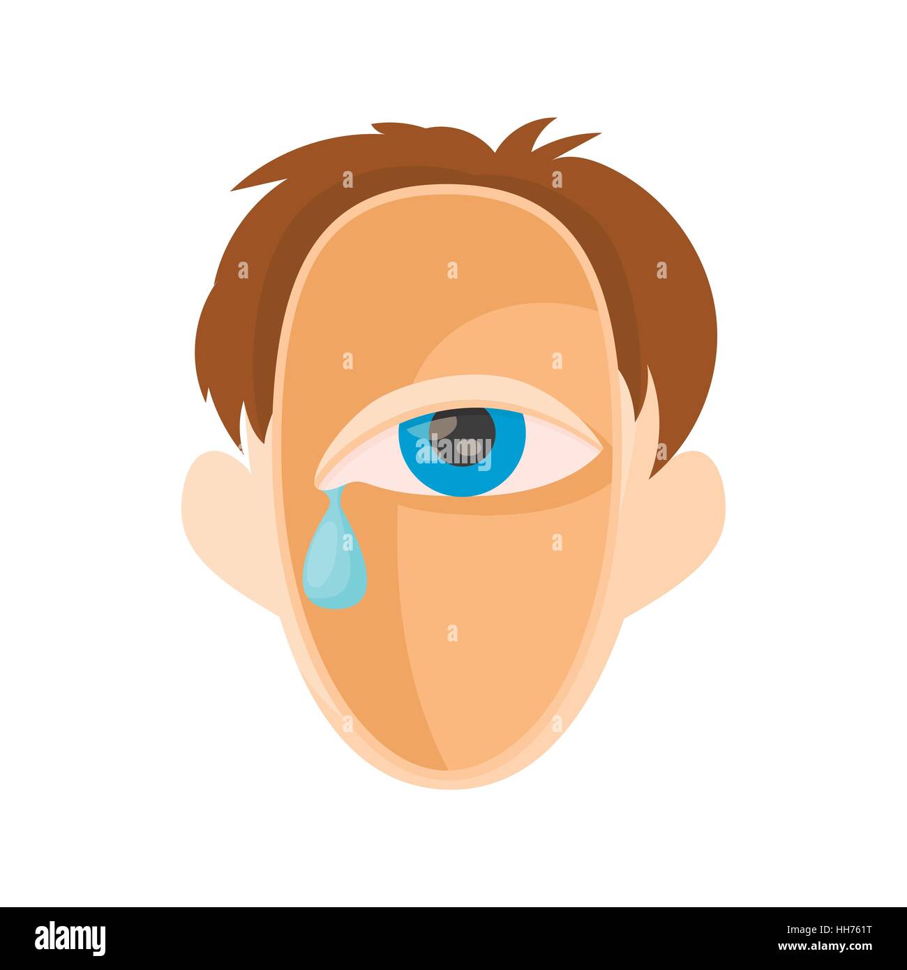 Cabeza con ojo llorando, icono de estilo de dibujos animados Imagen Vector  de stock - Alamy