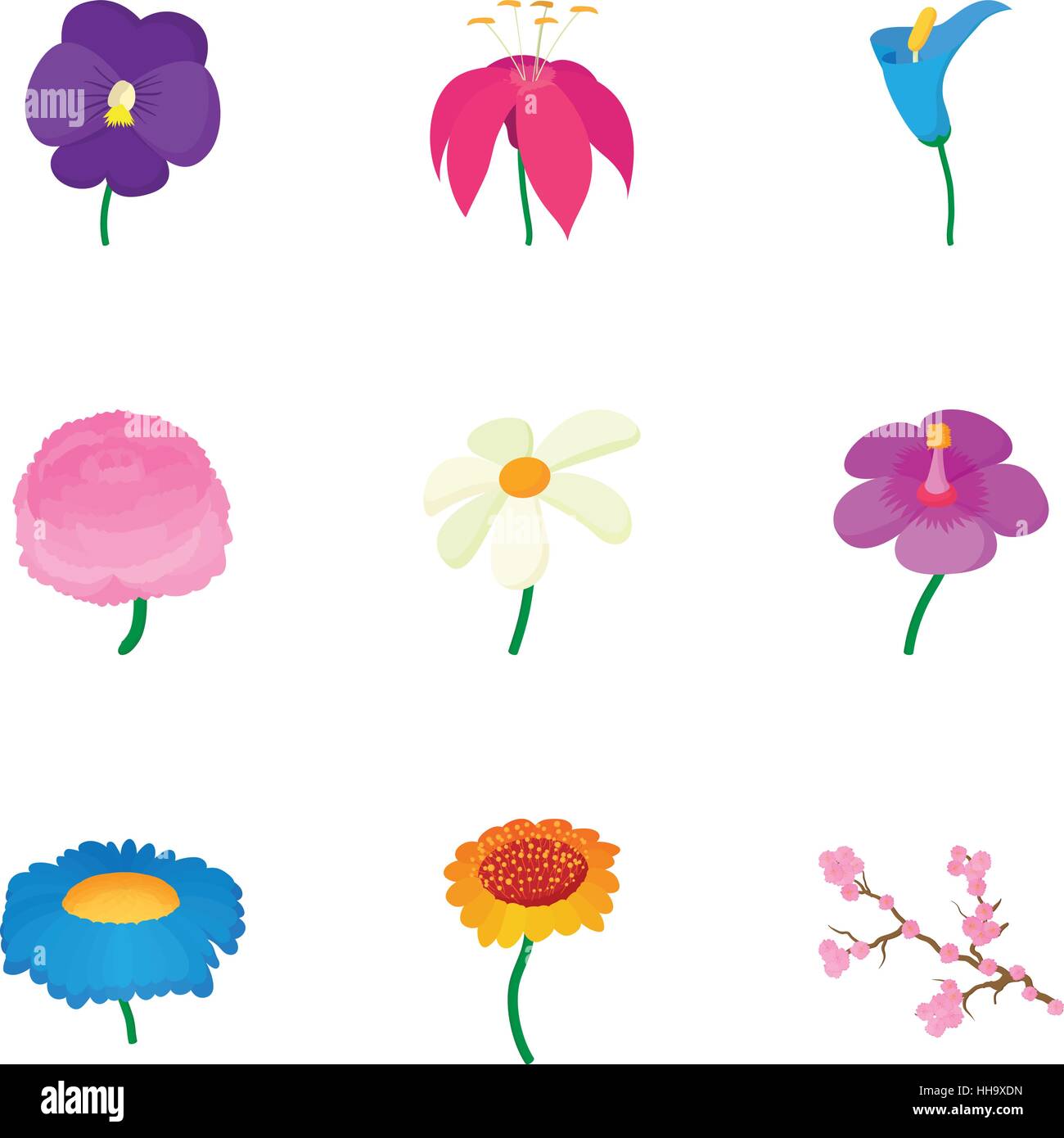 Tipos De Flores Dibujos Tipos de flores, conjunto de iconos de estilo de dibujos animados Imagen  Vector de stock - Alamy