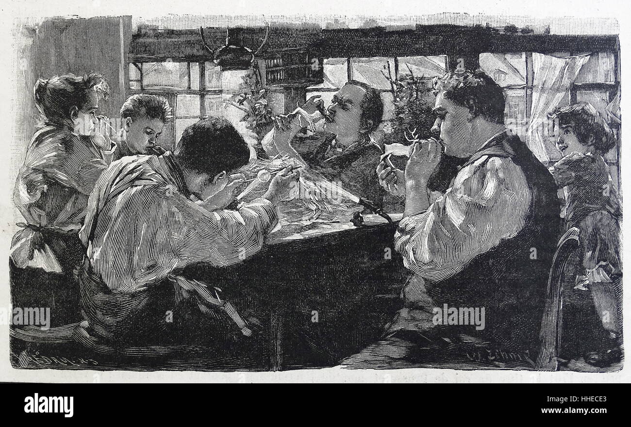 Las cifras con un vidrio soplado trabaja en Alemania 1895 Foto de stock