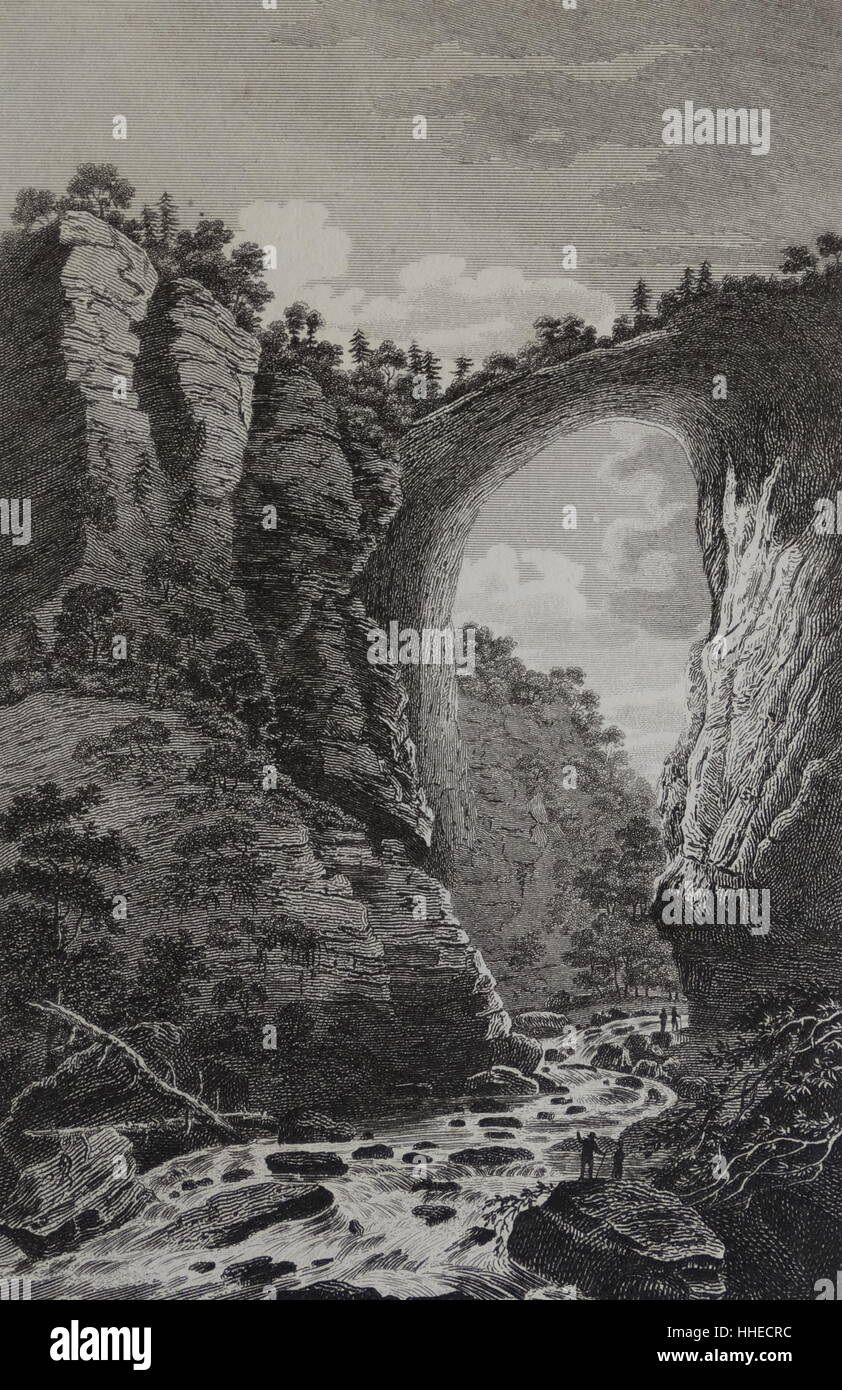 Puente de roca natural, Virginia, EE.UU. 1815 Foto de stock