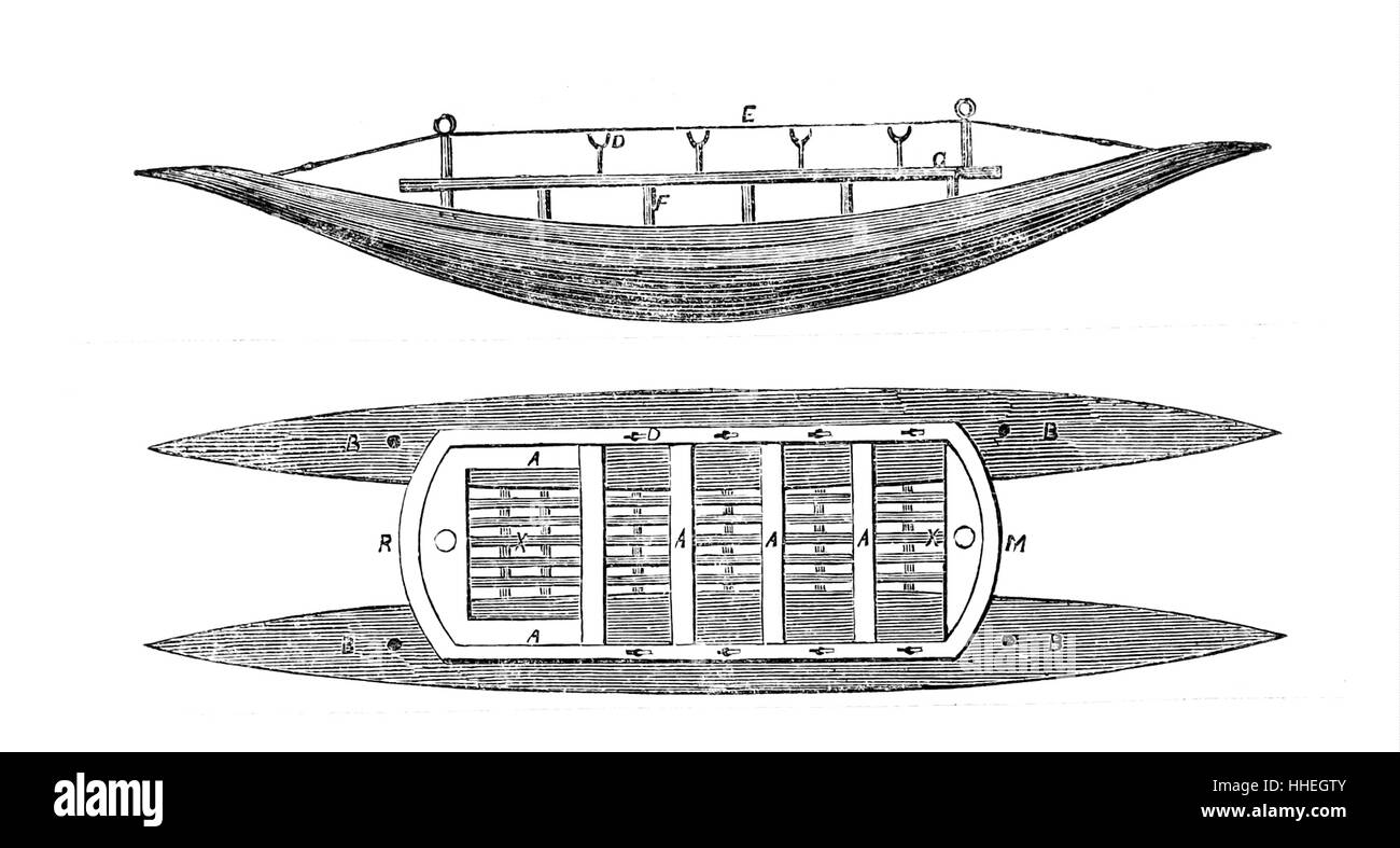Vista de Russell y Oswald el bote salvavidas. Fecha del siglo XIX Foto de stock