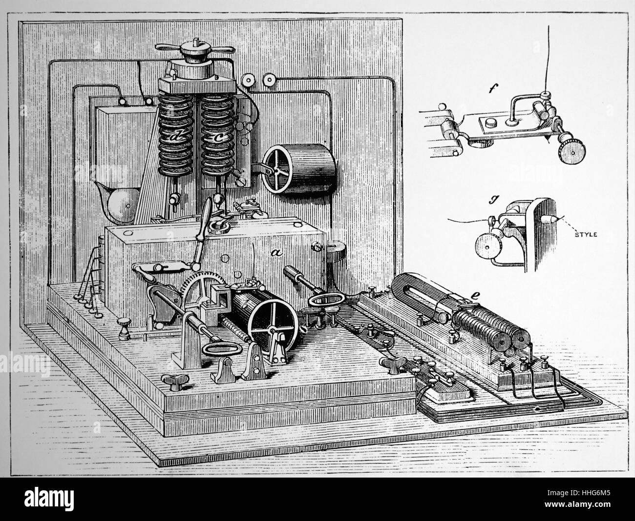 D'Asrlincourt's teleimpresoras. 1878. Foto de stock