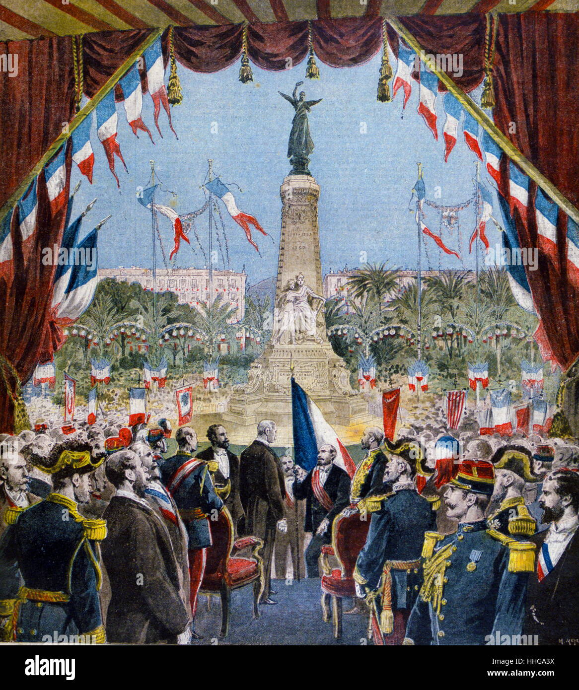 Celebración conmemorativa en Niza, Francia 1896 Foto de stock