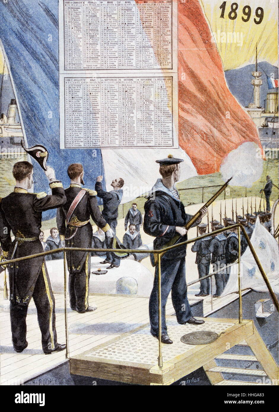Calendario Naval francesa para 1899 Foto de stock