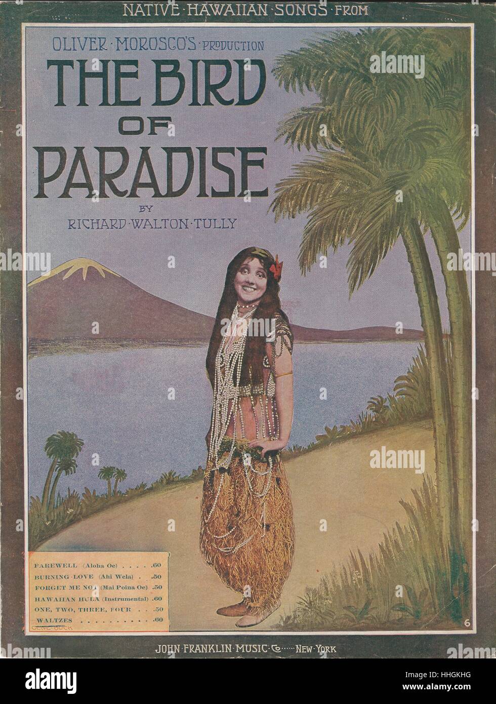 ''El ave del paraíso' 1912 tapa partituras musicales Foto de stock