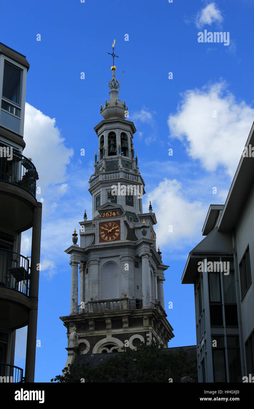 Iglesia, protestantes, evangélicas, Amsterdam, Países Bajos, torre, religión, Foto de stock