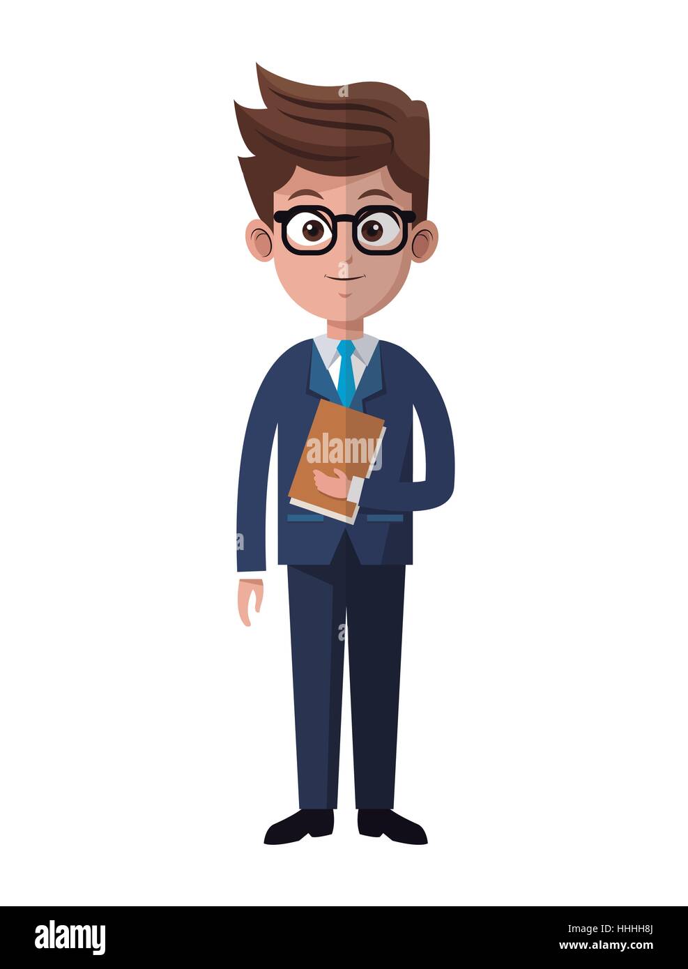 Hombre de negocios de dibujos animados gafas estilo traje de carpeta Imagen  Vector de stock - Alamy