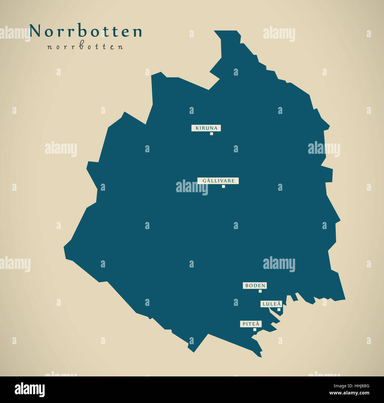 Mapa moderno - Norrbotten en Suecia se ilustración Foto de stock