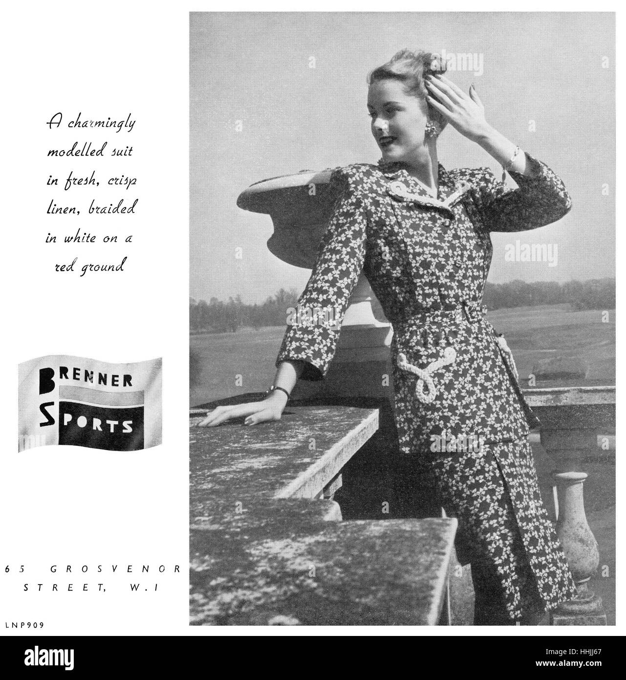 1946 anuncio británico de Brenner ropa deportiva Fotografía de stock - Alamy