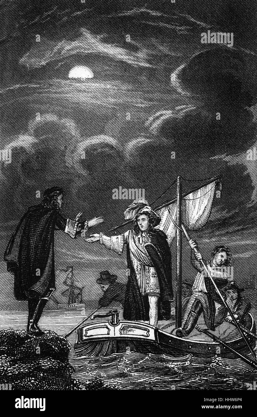 Jaime II (1633 - 1701) fue Rey de Inglaterra e Irlanda y rey de Escocia como Jacobo VII, 6 de febrero de 1685 hasta que fue depuesto en la Gloriosa Revolución de 1688. Fue el último monarca Católico de Inglaterra, Escocia e Irlanda. El 11 de diciembre de 1688, él abdicó eficazmente cuando huyó a Francia, supuestamente haber tirado el Gran Sello del Reino en el río Támesis. Foto de stock