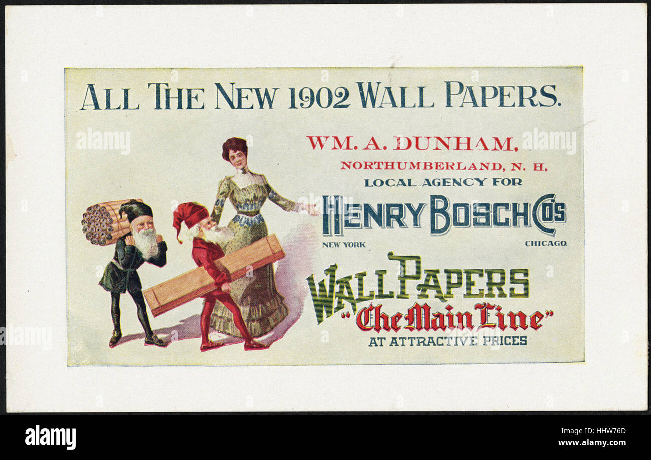 Todos los nuevos 1902 wall papers. (Delantero) - muebles para el hogar las tarjetas comerciales Foto de stock
