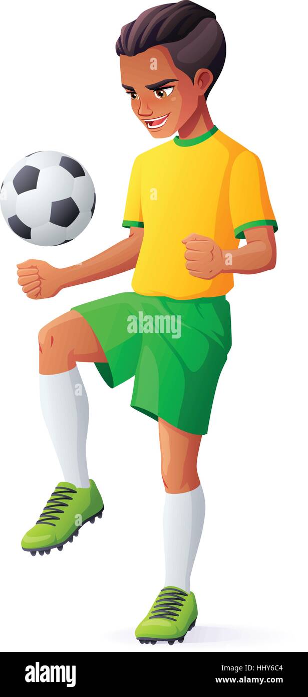 Vector jugador de fútbol fútbol muchacho malabarismos con la pelota Imagen de stock - Alamy