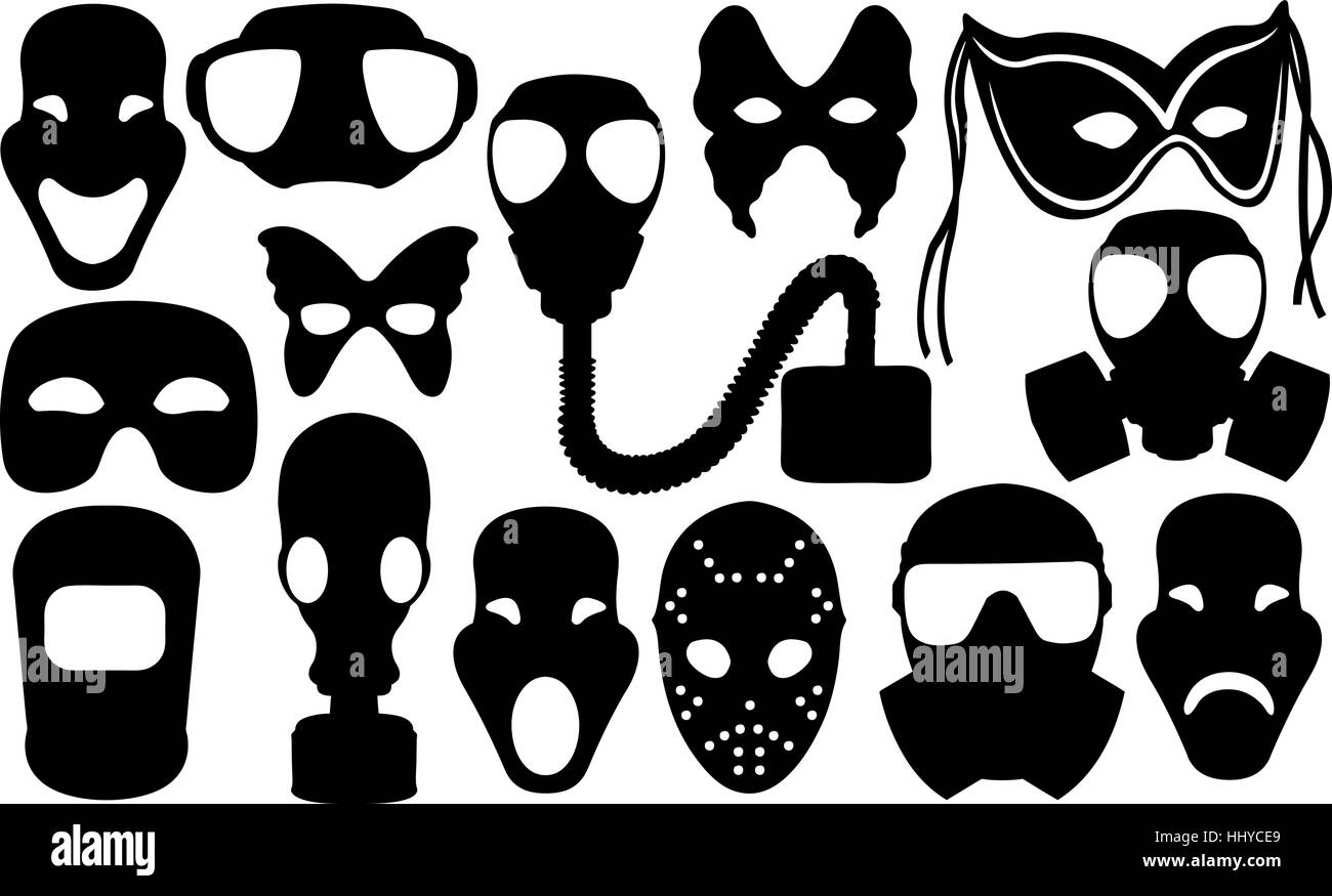 Collage con diferentes tipos de máscaras aisladas Imagen Vector de stock -  Alamy
