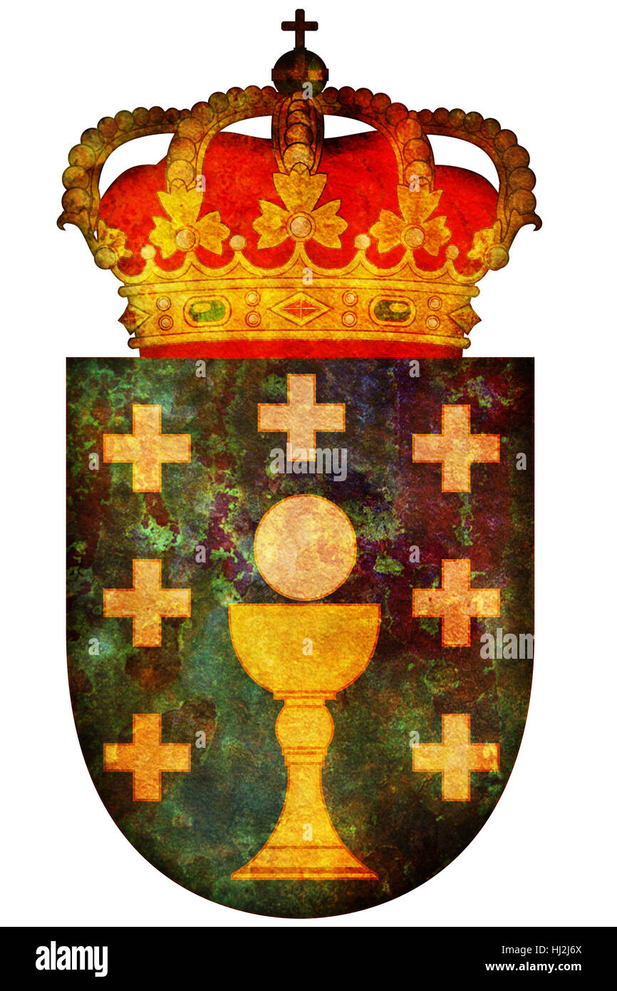 Silueta Galicia en relieve con colores bandera Stock Illustration