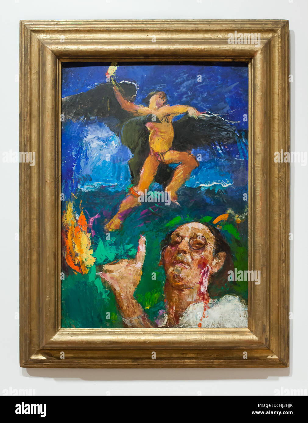 La pintura de la bomba atómica (1944) por el pintor expresionista austríaco  Anton Kolig en exhibición en el Museo Museo de Viena (Wien) en Viena,  Austria. La obra fue pintada poco después