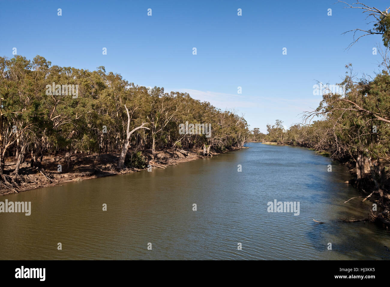 Fotografiado cerca de la localidad de outback heno, en el lejano oeste de Nueva Gales del Sur, el río Murrumbidgee. Foto de stock