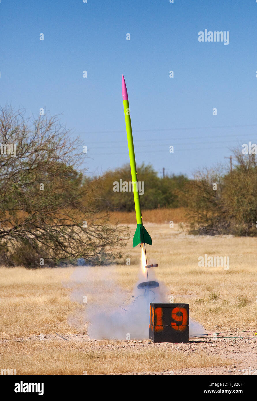Lanzamiento de Cohetes modelo Foto de stock