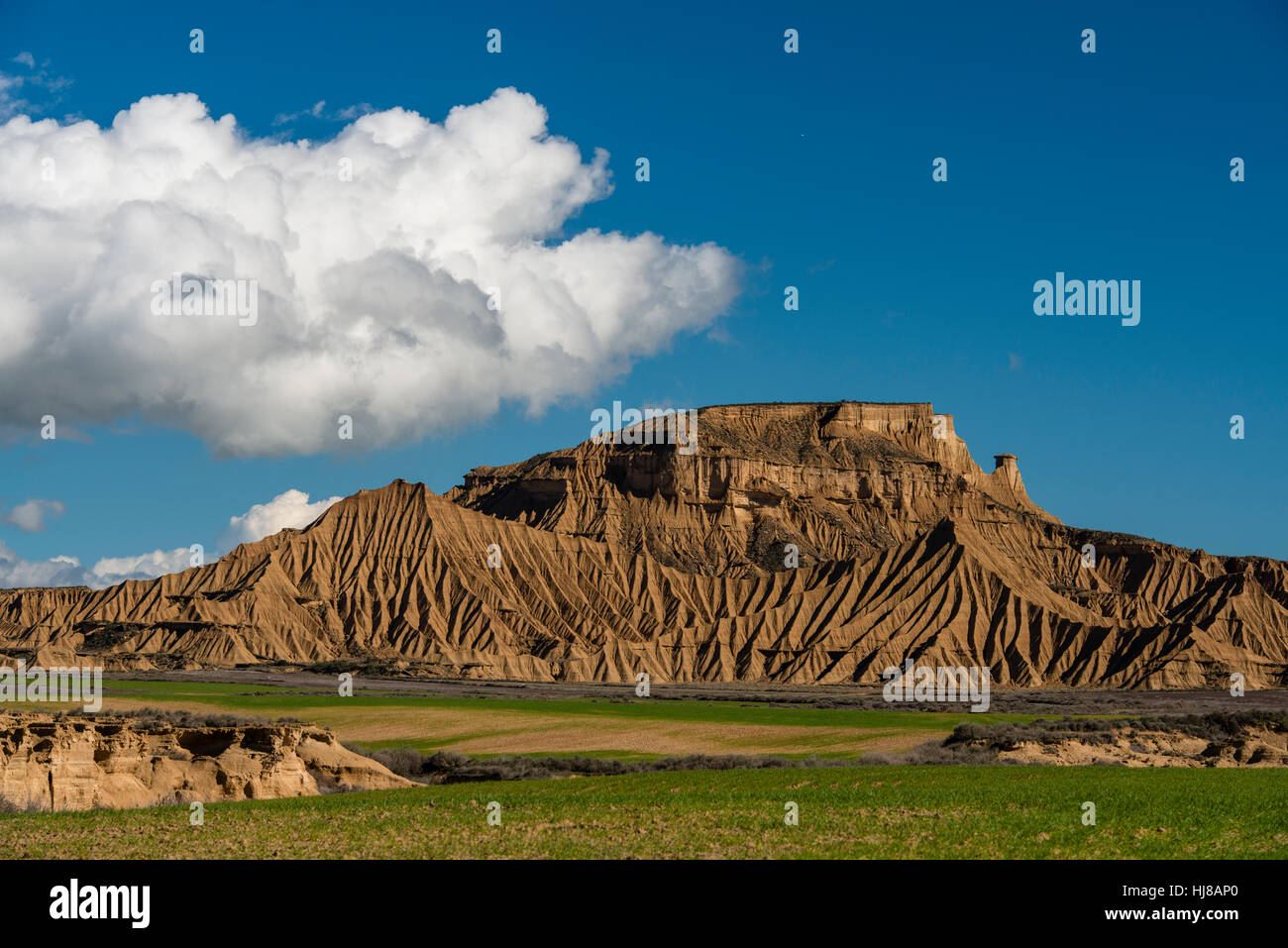 El Rallón, la Bardena Blanca, el Parque Natural de Las Bardenas Reales, semi-desierto, Navarra, España Foto de stock