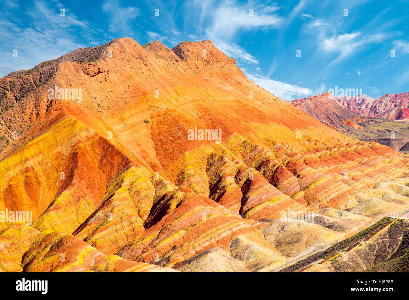 Coloridas formaciones, Zhangye, Gansu, China Foto de stock