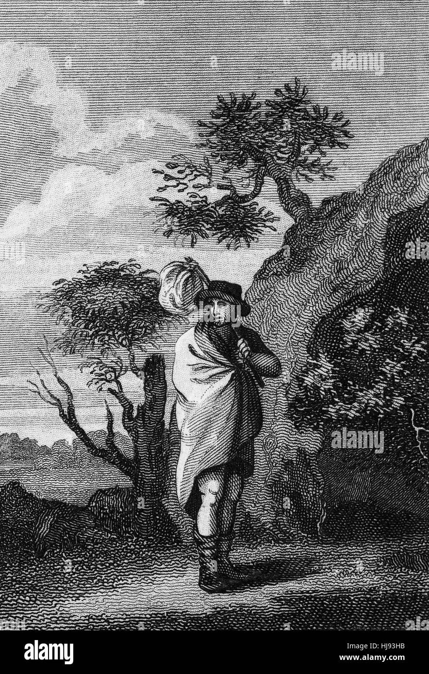 Tras la "Cuarenta y cinco", rebelión, Charles Stuart (1720 - 1788), comúnmente conocido como el joven pretendiente, joven Chevalier y Bonnie Prince Charlie tomó vuelo y escaparon a la Isla de Skye donde ha eludido la captura disfrazado como una criada Irlandesa, 'Betty' Burke, y abandonaron el país a bordo de la fragata francesa L'Heureux, llegando de vuelta en Francia en septiembre. Foto de stock