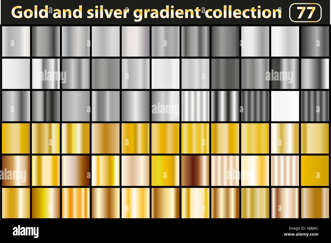Colección de gradiente de oro y plata. Ilustración vectorial. Ilustración del Vector