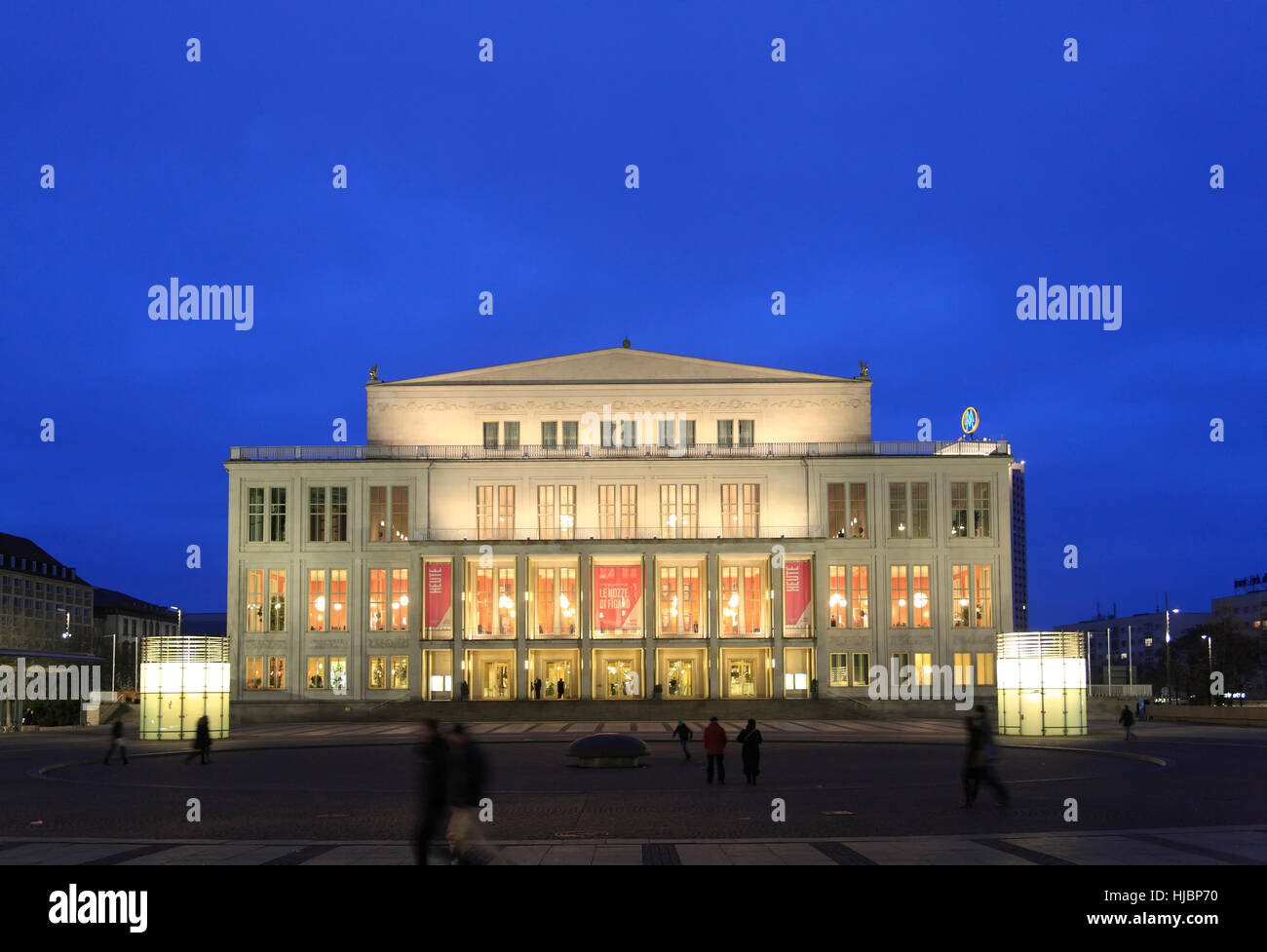 Ópera en la plaza Augustusplatz, Leipzig, Sajonia, Alemania, Europa Foto de stock