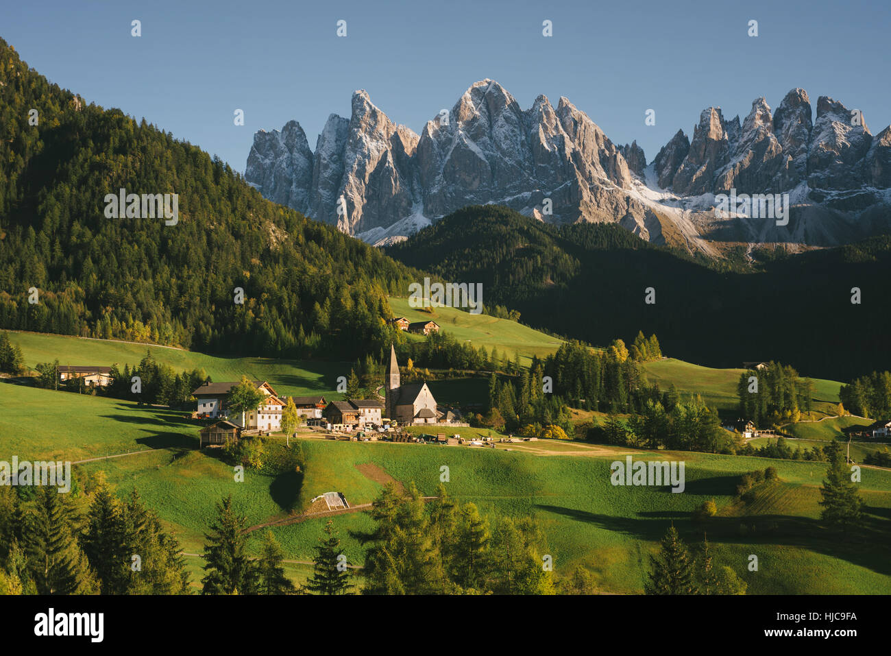 Santa Magdalena, Dolomitas Alpes, Val di Funes Funes (Valle), Tirol del Sur, Italia Foto de stock