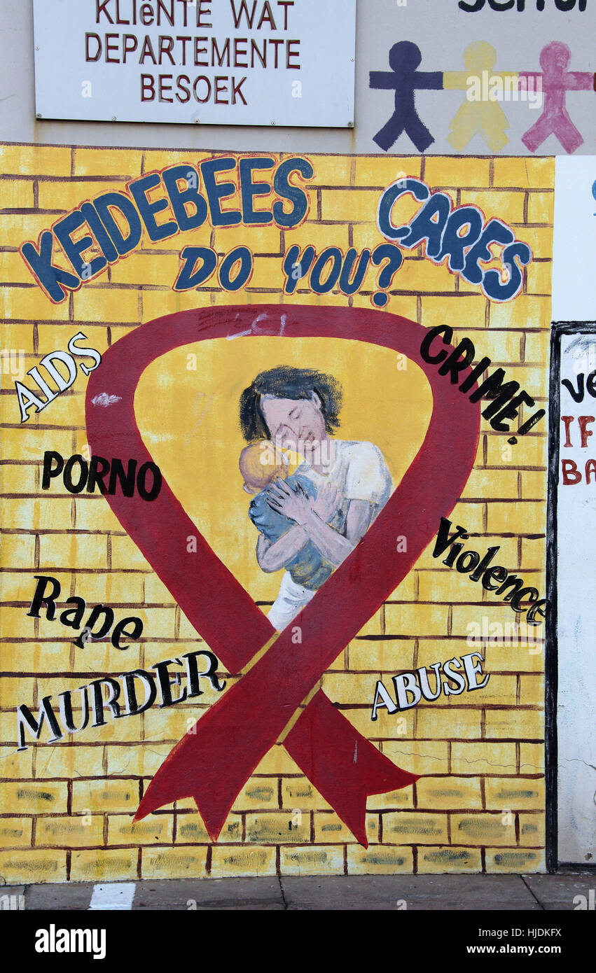 Conciencia de cuidado infantil murales en Upington en Sudáfrica Foto de stock