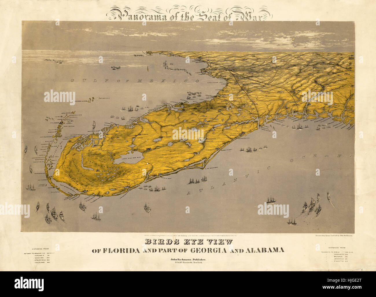 Vintage Mapa de la Florida Foto de stock