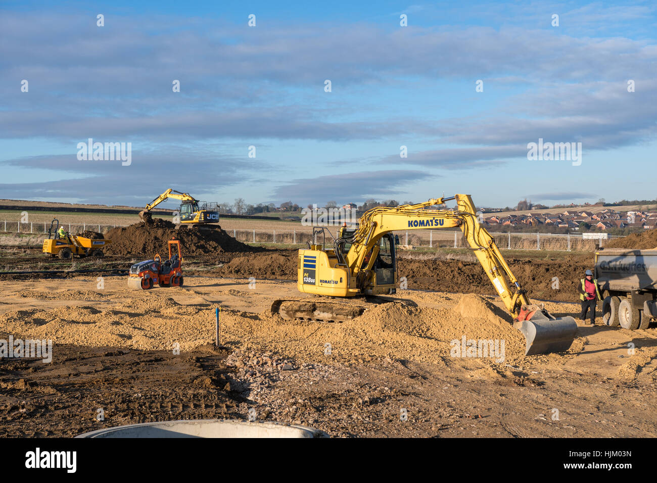 Preparación del terreno para la construcción de inmuebles residenciales Foto de stock