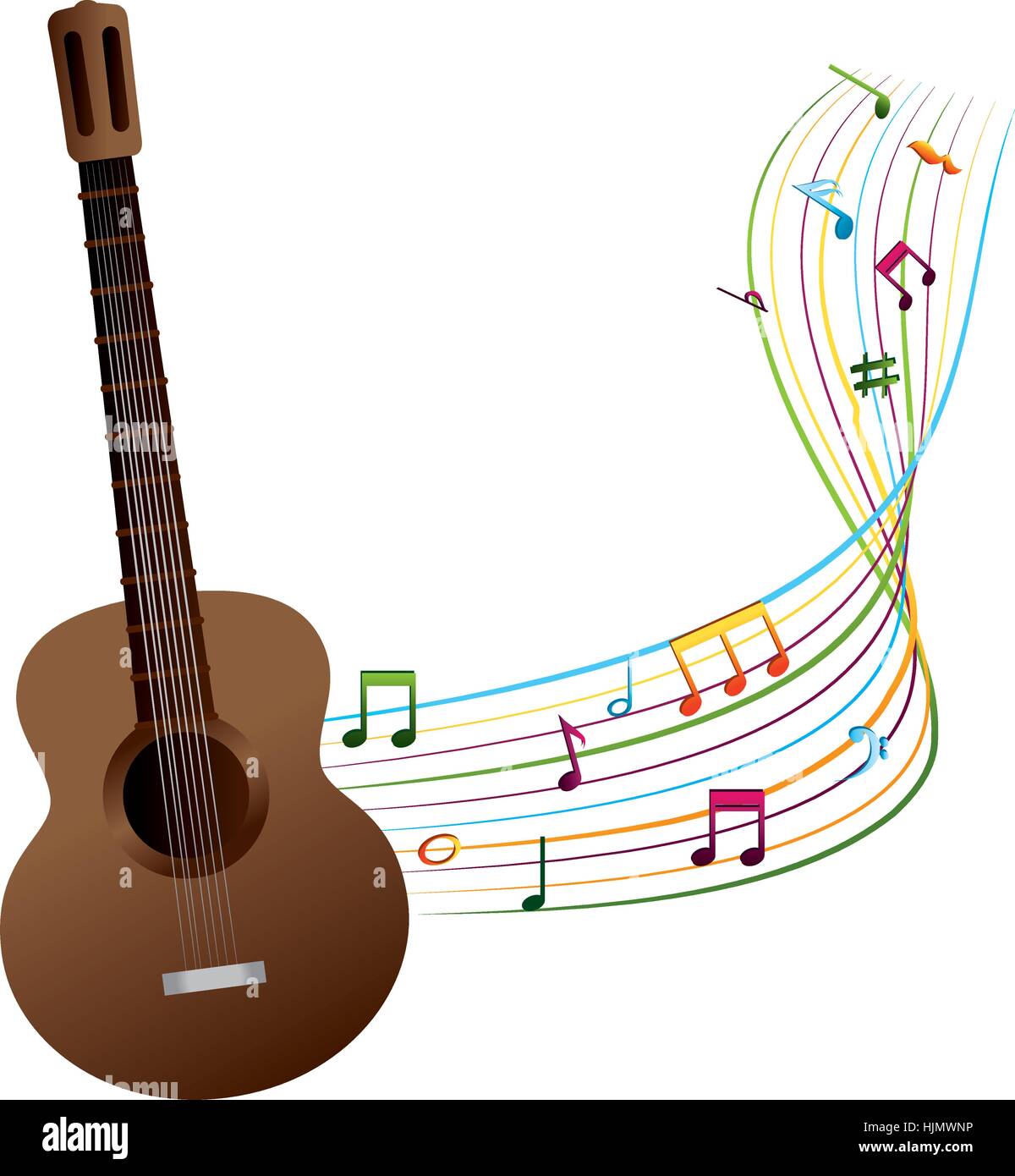 Con notas musicales de guitarra acústica, diseño de ilustraciones  vectoriales Imagen Vector de stock - Alamy