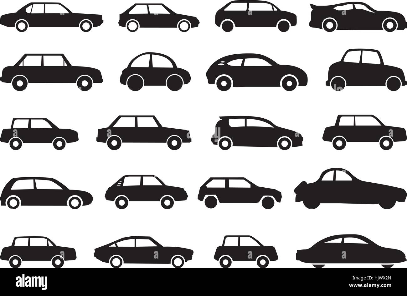 Diversos tipos de formas de coche como gráfico vectorial. Ilustración del Vector