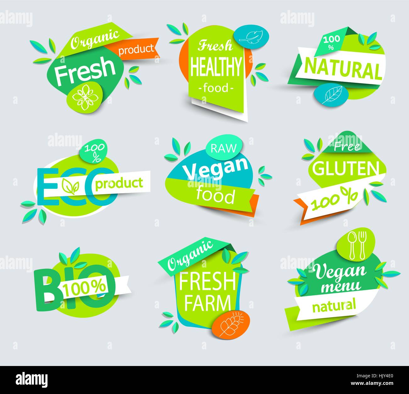 Vector Moderno Conjunto De Alimentos Organicos Saludables Etiquetas Etiquetas Emblemas Logotipos Para Comida Y Bebida Cafeterias Restaurantes Y Productos Organicos Packaging Vector Imagen Vector De Stock Alamy