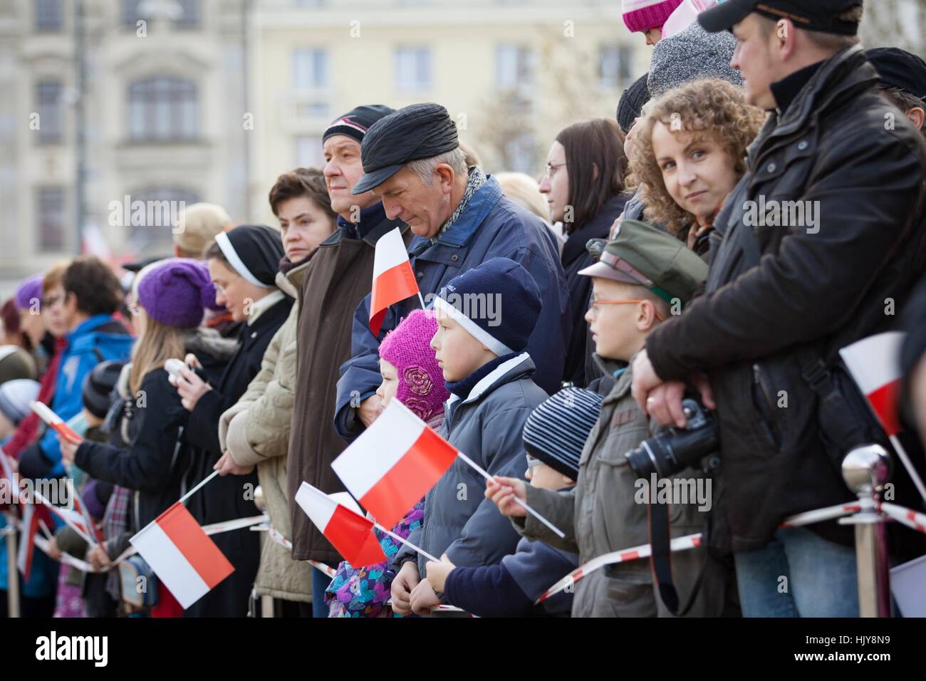 Poznan, Polonia - Noviembre 11, 2012 Día de la independencia, una fiesta nacional en Polonia. Creada en 1937 y restaurada en la transición, en 1989. Foto de stock