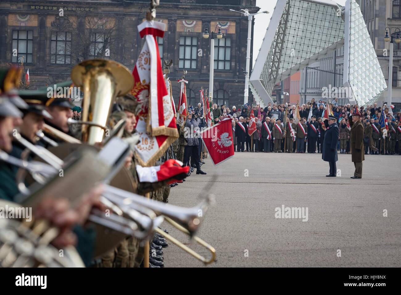 Poznan, Polonia - Noviembre 11, 2012 Día de la independencia, una fiesta nacional en Polonia. Creada en 1937 y restaurada en la transición, en 1989. Foto de stock