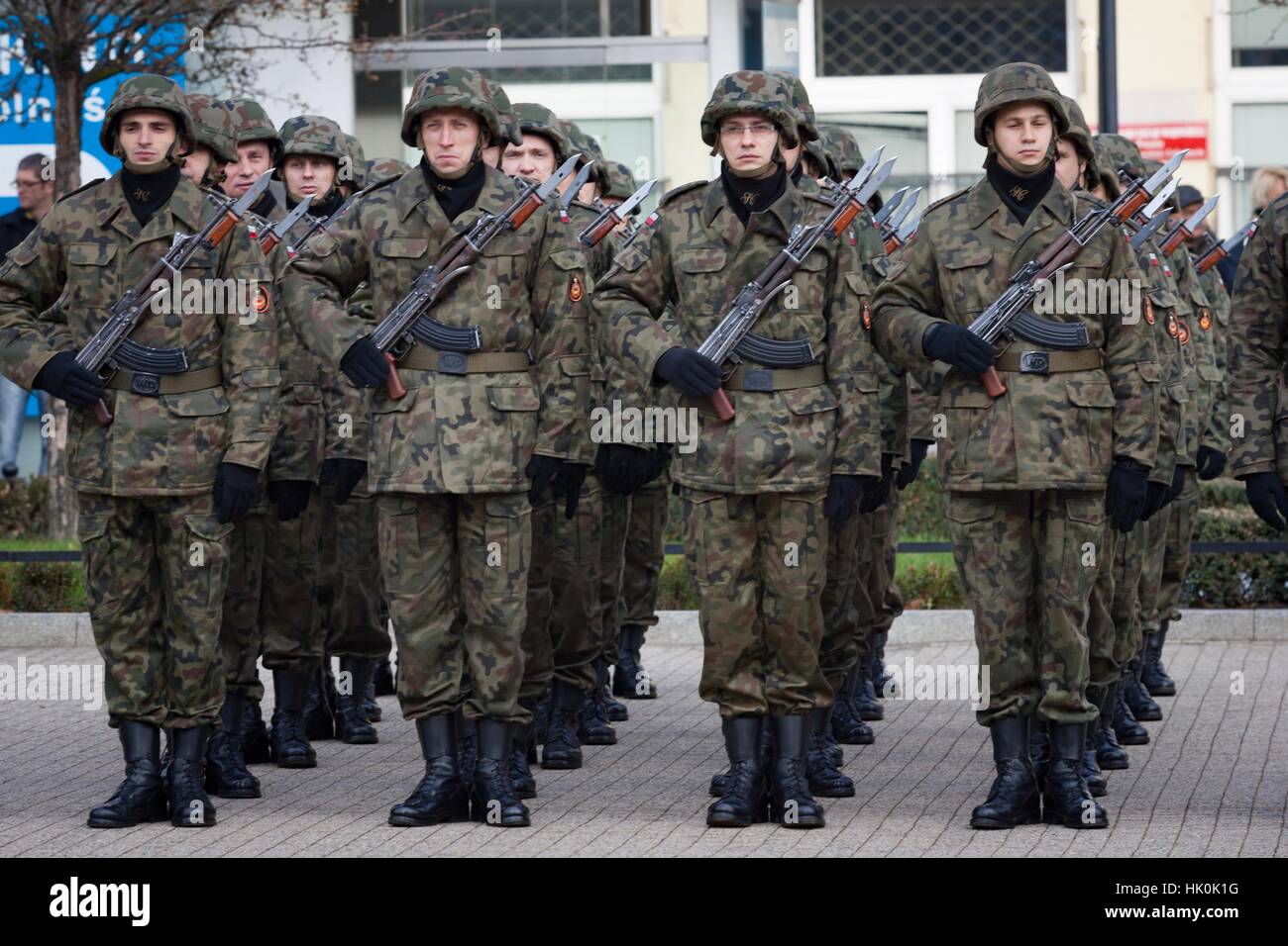 Poznan, Polonia - Noviembre 11, 2012 Día de la independencia, una fiesta nacional en Polonia. Creada en 1937 y restaurada en la transición, en 1989. Foto de stock