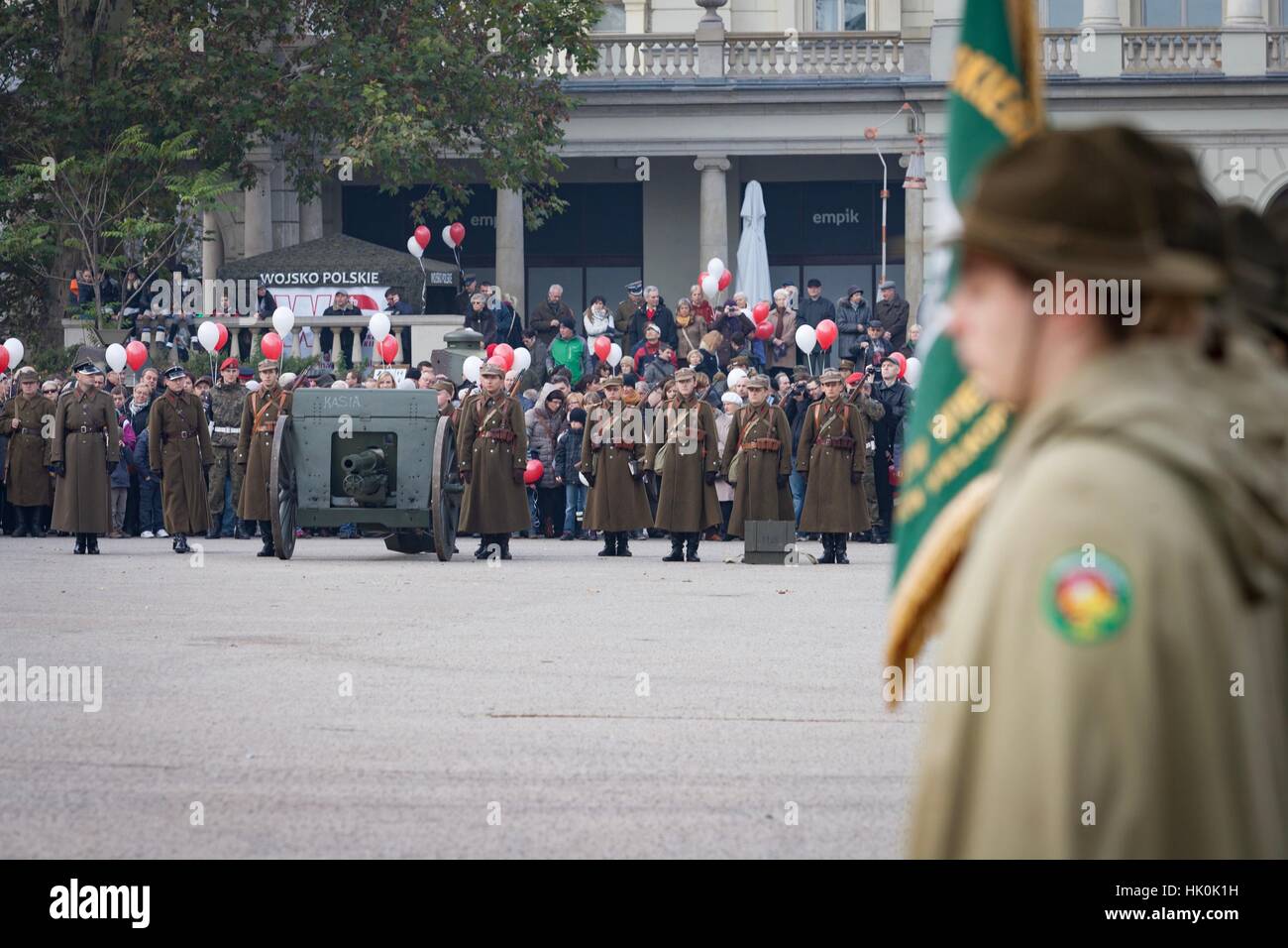 Poznan, Polonia - Noviembre 11, 2012 Día de la independencia, una fiesta nacional en Polonia. Creada en 1937 y restaurada en la transición, en 1989. Foto de stock