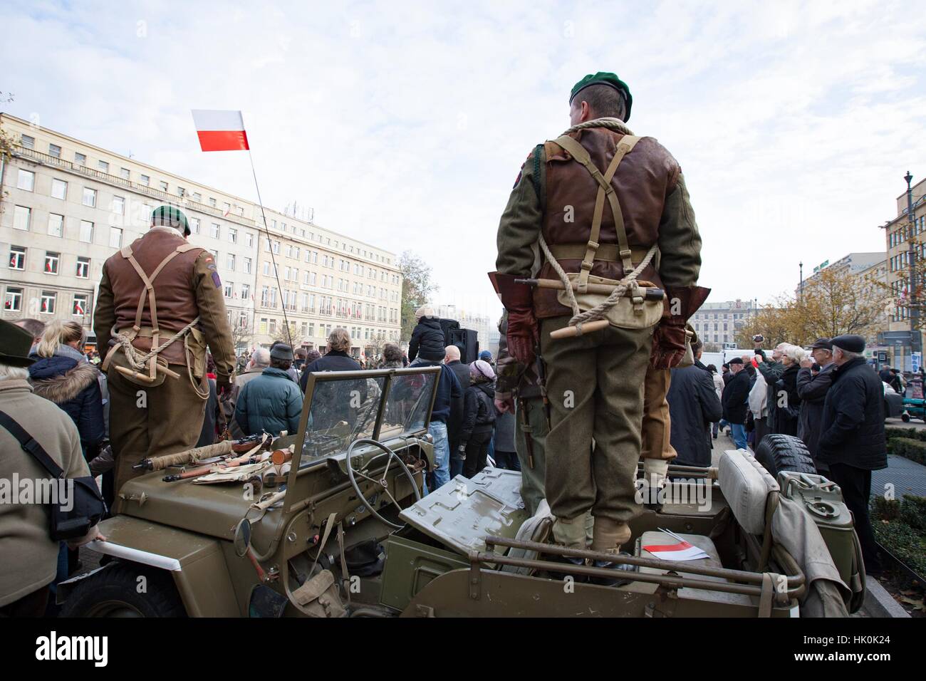 Poznan, Polonia - Noviembre 11, 2012 Día de la independencia, una fiesta nacional en Polonia. Creada en 1937 y restaurada en la transición, en 1989. Foto de stock